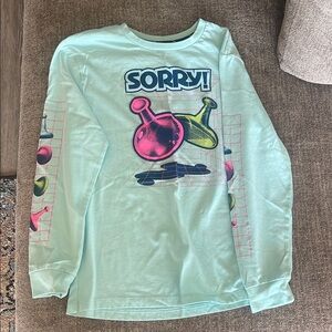 Sorry! Graphic Long Sleeve Shirt - Light Blue
